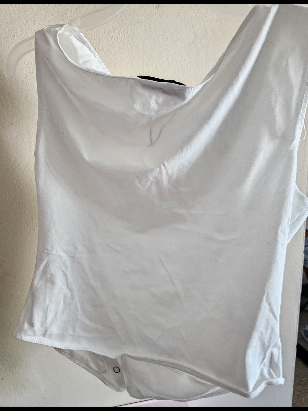 White Scoop Neck Crop Bodysuit Tank Top